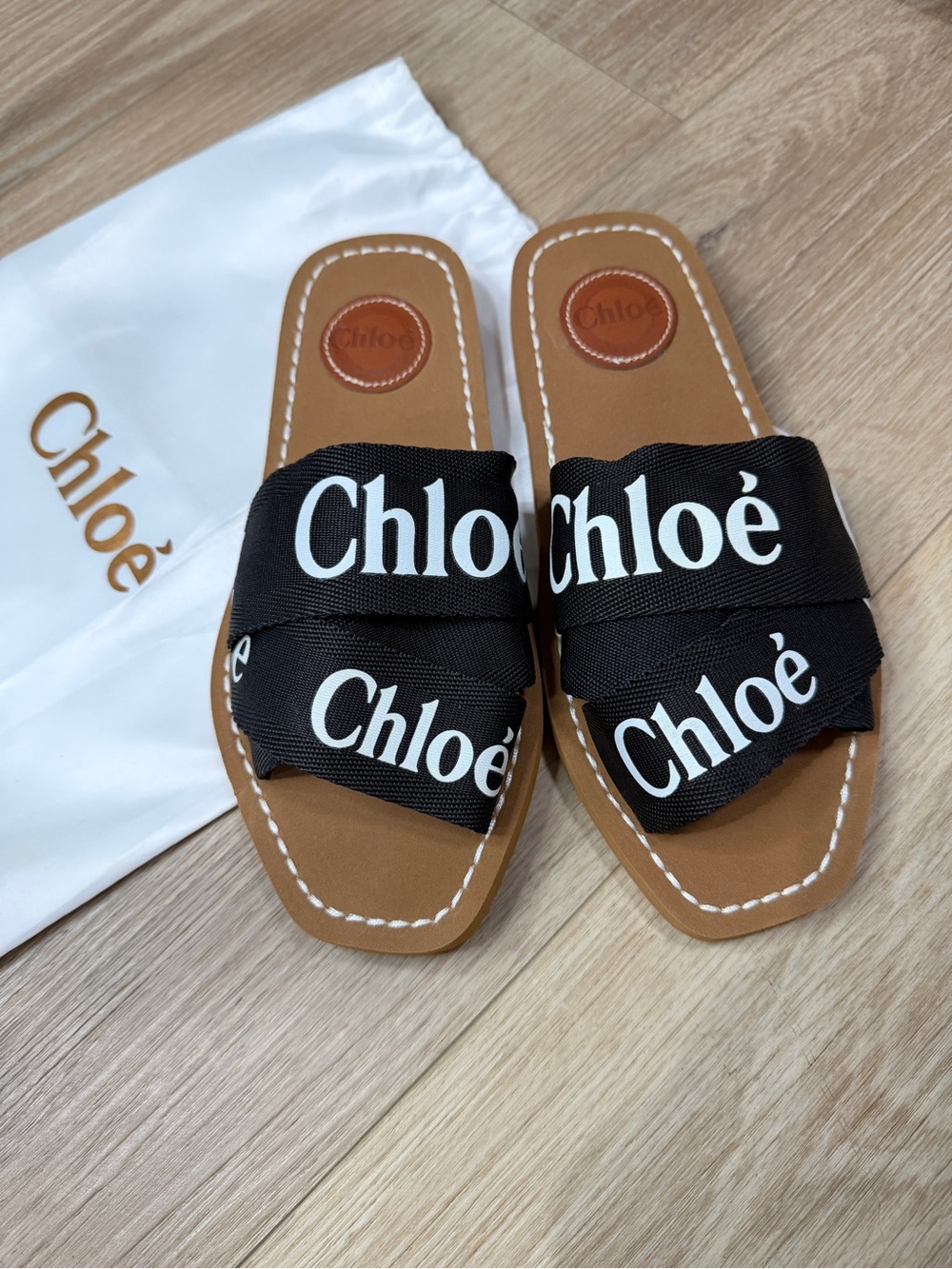 Black Woody logo-print Canvas Slides